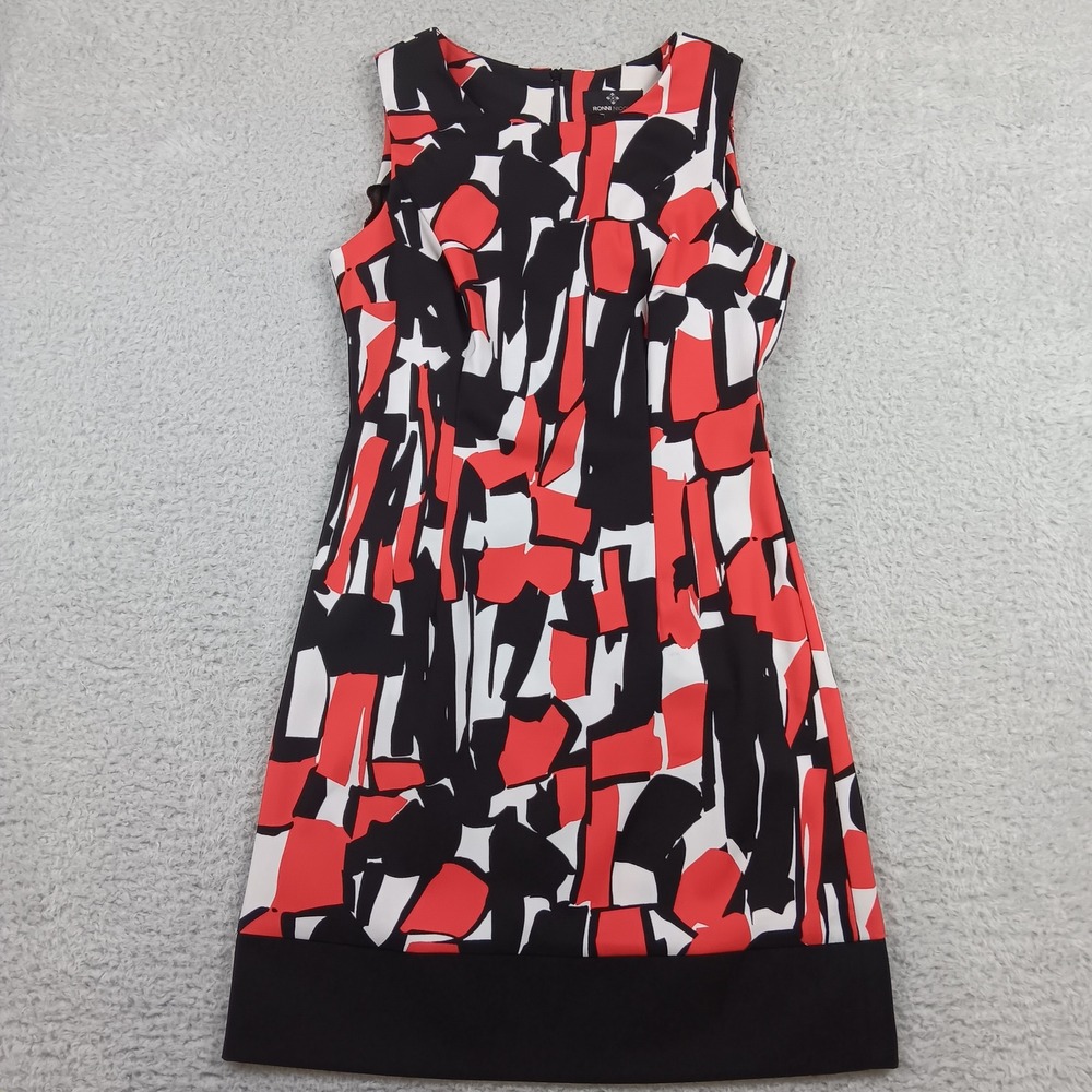 Ronni Nicole Sheath Dress Women 10 Red Black White Abstract Sleeveless RN 126311